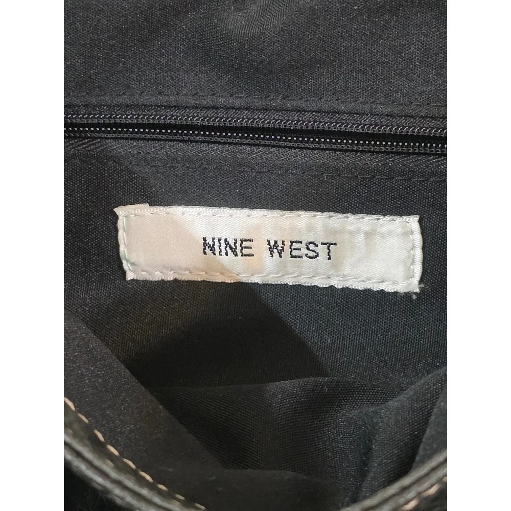 Nine West Black Pebbled Faux Leather Satchel Handbag Shoulder Bag Top‎ Handle